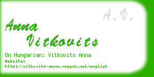 anna vitkovits business card